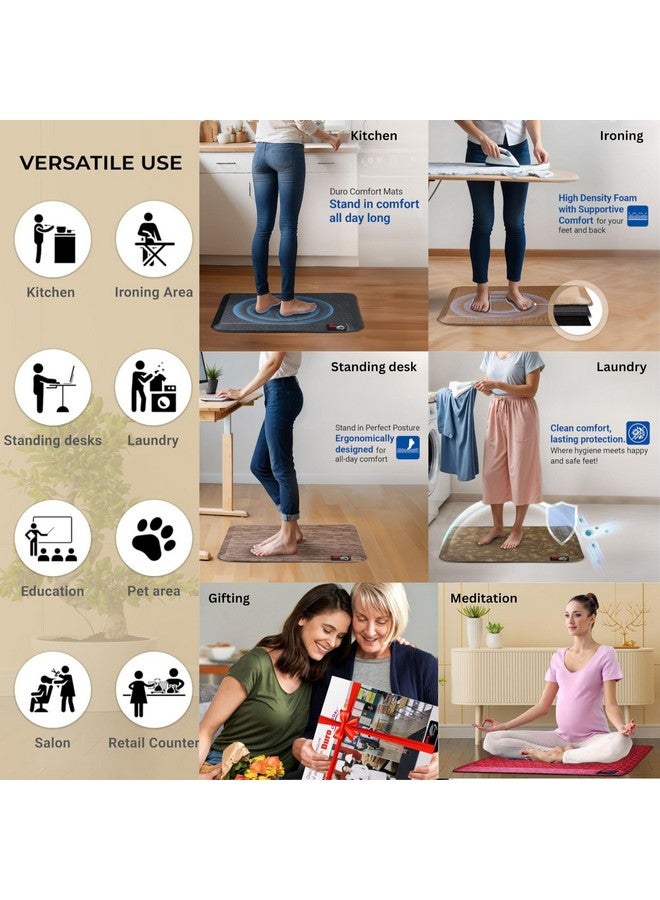 DURO COMFORT- JUST RELAX Duro Comfort Anti-Fatigue Kitchen Mats for Floor Anti Slip - Kitchen Accessories Items for Home, Office, Work, Standing Desk - Standing Comfort Mat - Ergonomic, Pain Relief, 61x38x2 cm, Granite Grey - Image 5
