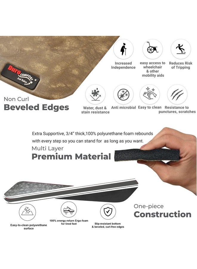 DURO COMFORT- JUST RELAX Duro Comfort Anti-Fatigue Kitchen Mats for Floor Anti Slip - Kitchen Accessories Items for Home, Office, Work, Standing Desk - Standing Comfort Mat - Ergonomic, Pain Relief, 61x38x2 cm, Granite Grey - Image 3