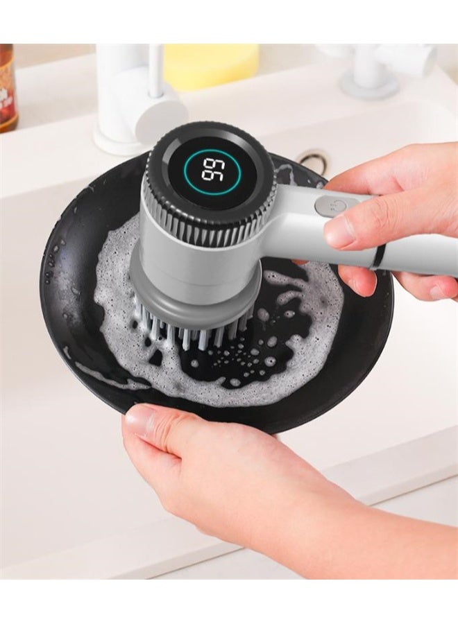 HOMESTAR Electric Spin Scrubber, Cordless Cleaning Brush with Long Handle, for Bathroom Tub, Floor, Tile, Kitchen and Shoes, White - Image 2