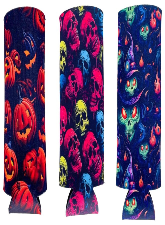 Coolie Junction Three Piece Set Spooky Halloween Design Pattern Slim Can Coolie Pack - Image 2