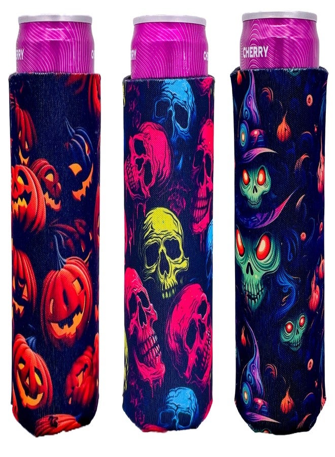 Coolie Junction Three Piece Set Spooky Halloween Design Pattern Slim Can Coolie Pack - Image 1