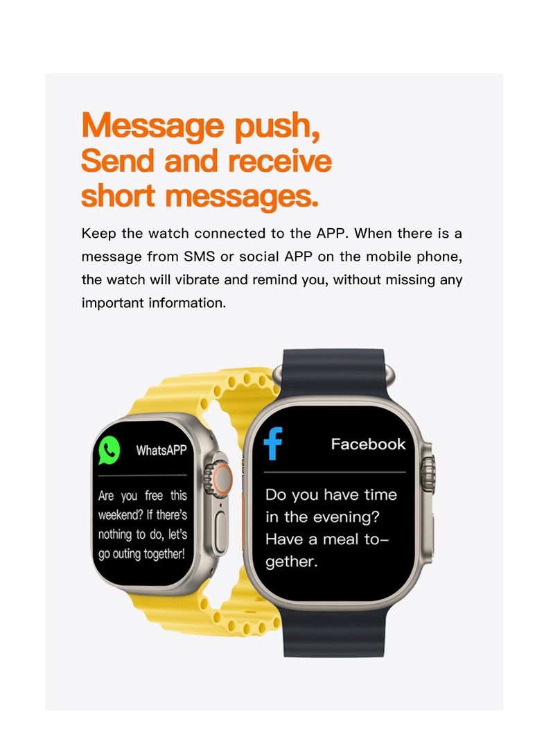 AROAQ 220.0 mAh T900 Ultra Wireless Charging New Features Super Fast Latest Smart Watch Yellow - Image 3