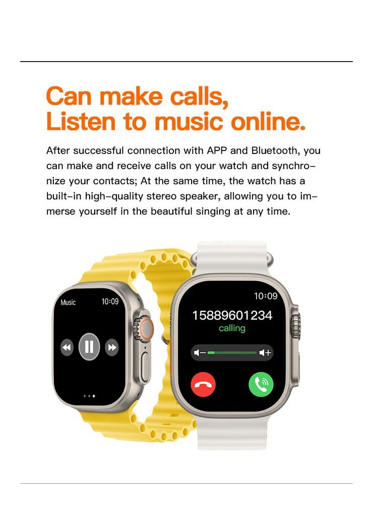 AROAQ 220.0 mAh T900 Ultra Wireless Charging New Features Super Fast Latest Smart Watch Yellow - Image 2