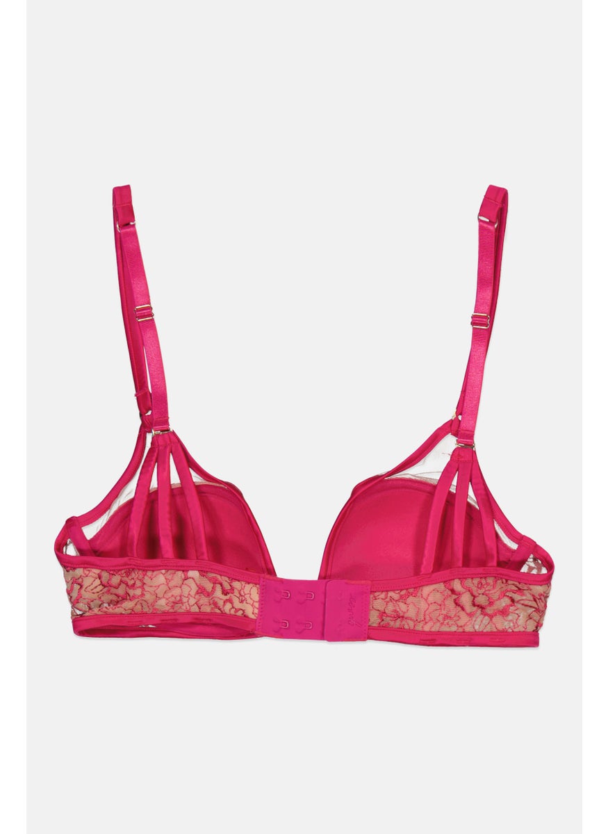 GUESS Women Textured Padded Lace Bra, Pink  - Image 2