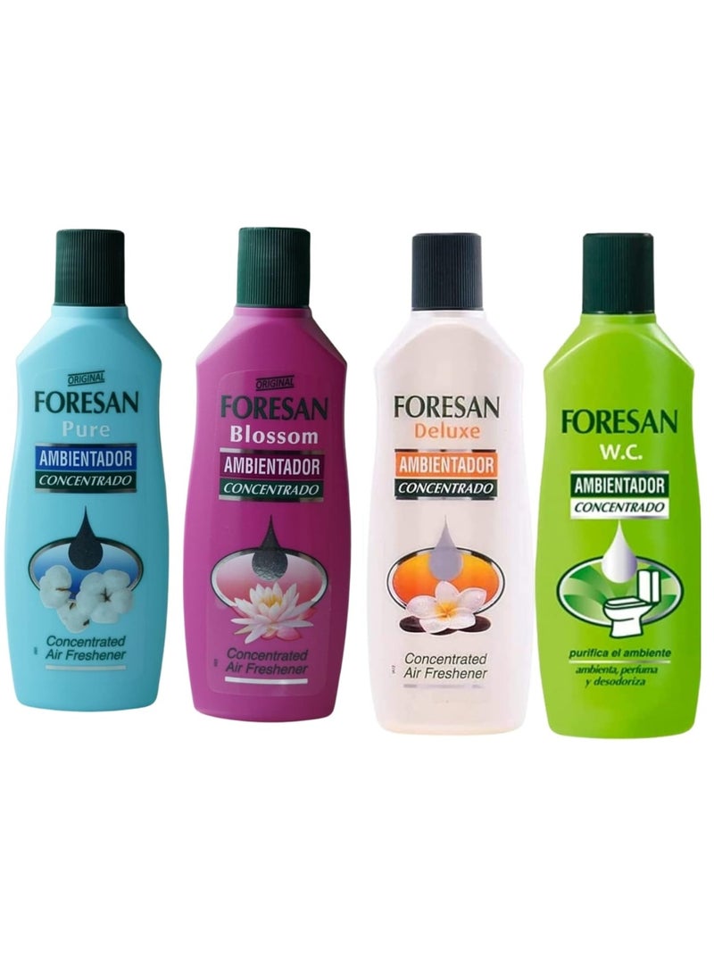 Foresan Ambientador Concentrado – Premium Concentrated Air Freshener Drops – Multi-Scent Home & Bathroom Deodorizer – 4-Bottle Collection - Image 1