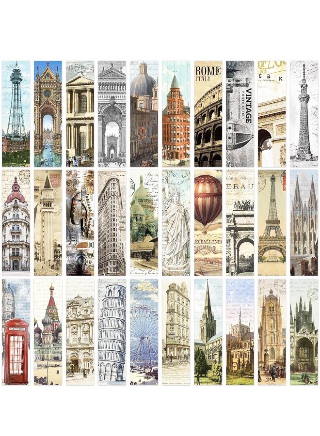 30PCS Retro Landmark Building Paper Bookmarks For Book Lovers Teachers Gifts - Image 1