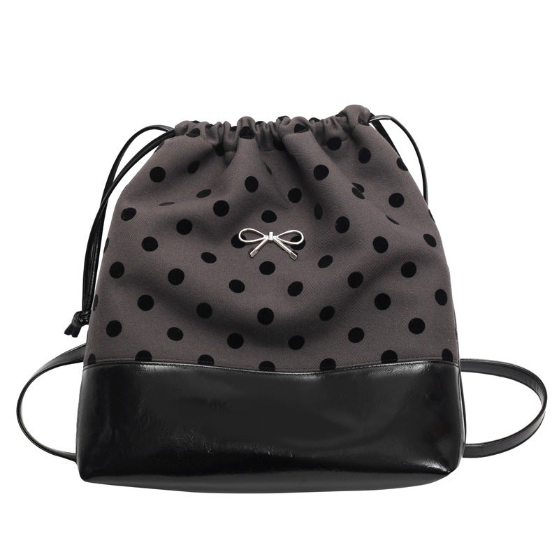 Niche Design Polka Dot Bow Tote Bag Female Student Commuter Backpack Large Capacity Single Shoulder Crossbody Bucket Bag - Image 1