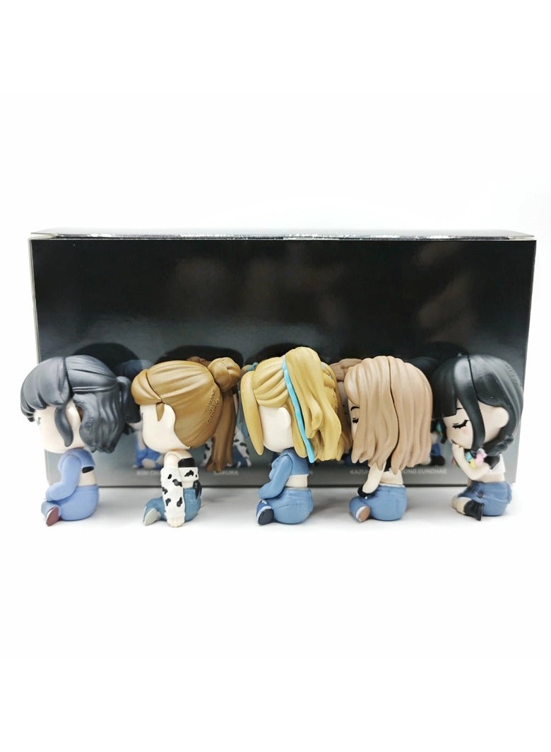 general 5 Piece kpop LE SSERAFIM Doll Set, Birthday Party Cake Figurines, Tabletop Decorations and Gifts for Fans - Image 2