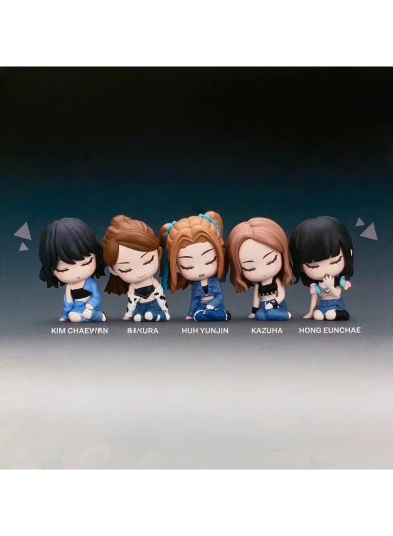 general 5 Piece kpop LE SSERAFIM Doll Set, Birthday Party Cake Figurines, Tabletop Decorations and Gifts for Fans - Image 1