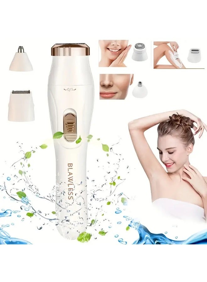 بلوليس جهاز إزالة الشعر بدون ألم، ماكينة حلاقة كهربائية 3 في 1 لكامل الجسم للنساء، ماكينة حلاقة منطقة البكيني، ماكينة إزالة الشعر الكهربائية، ماكينة حلاقة لاسلكية للنساء للرطوبة والجفاف، ماكينة حلاقة الوجه والأنف والساقين والإبطين، رؤوس حلاقة قابلة للاستبدال، شحن عبر USB - Image 1
