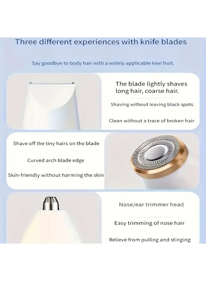 بلوليس جهاز إزالة الشعر بدون ألم، ماكينة حلاقة كهربائية 3 في 1 لكامل الجسم للنساء، ماكينة حلاقة منطقة البكيني، ماكينة إزالة الشعر الكهربائية، ماكينة حلاقة لاسلكية للنساء للرطوبة والجفاف، ماكينة حلاقة الوجه والأنف والساقين والإبطين، رؤوس حلاقة قابلة للاستبدال، شحن عبر USB - Image 5