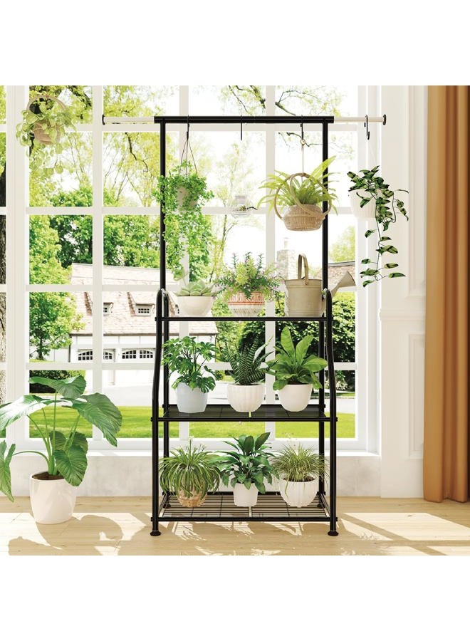 Simple Trending 3 Tier Metal Plant Rack Outdoor Plant Stand, Tall and Large Sturdy Stand Suitable for Hanging Plants and Flowers in Living Room, Garden, Balcony, Black - Image 3