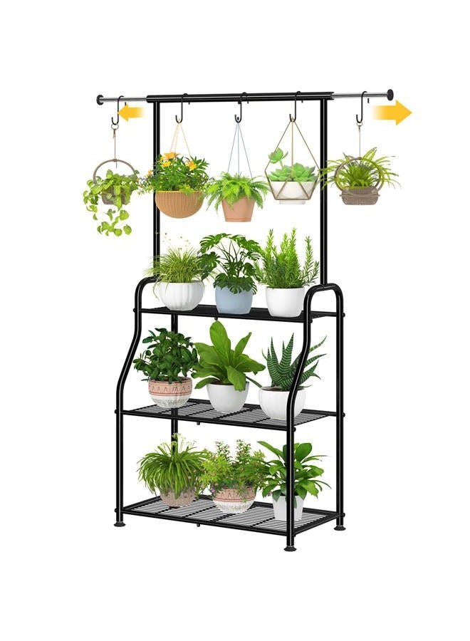 Simple Trending 3 Tier Metal Plant Rack Outdoor Plant Stand, Tall and Large Sturdy Stand Suitable for Hanging Plants and Flowers in Living Room, Garden, Balcony, Black - Image 1