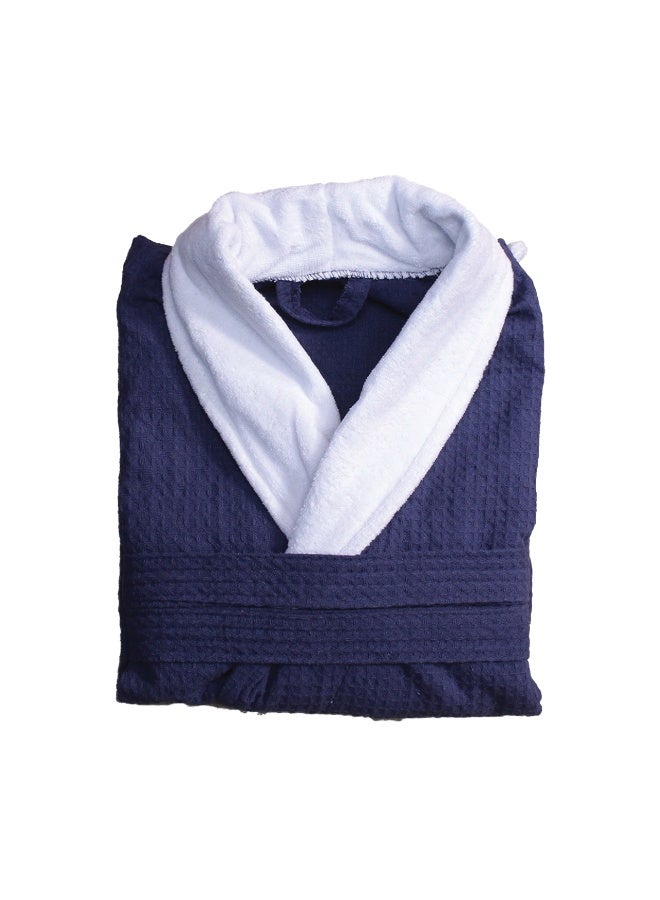 AZM Waffle Bathrobe Super Soft Luxury Blue - XL - Image 1