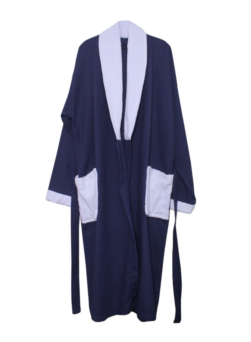 AZM Waffle Bathrobe Super Soft Luxury Blue - XL - Image 4