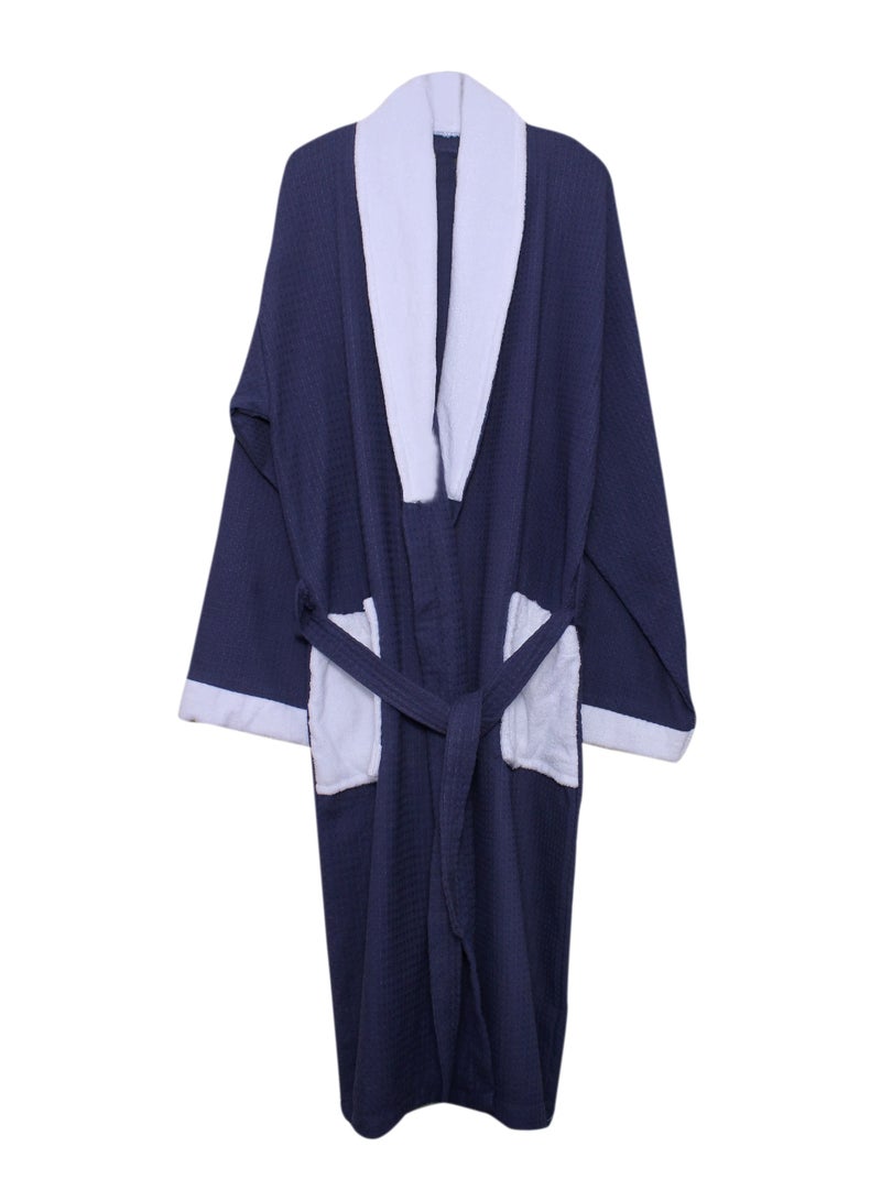 AZM Waffle Bathrobe Super Soft Luxury Blue - XL - Image 2