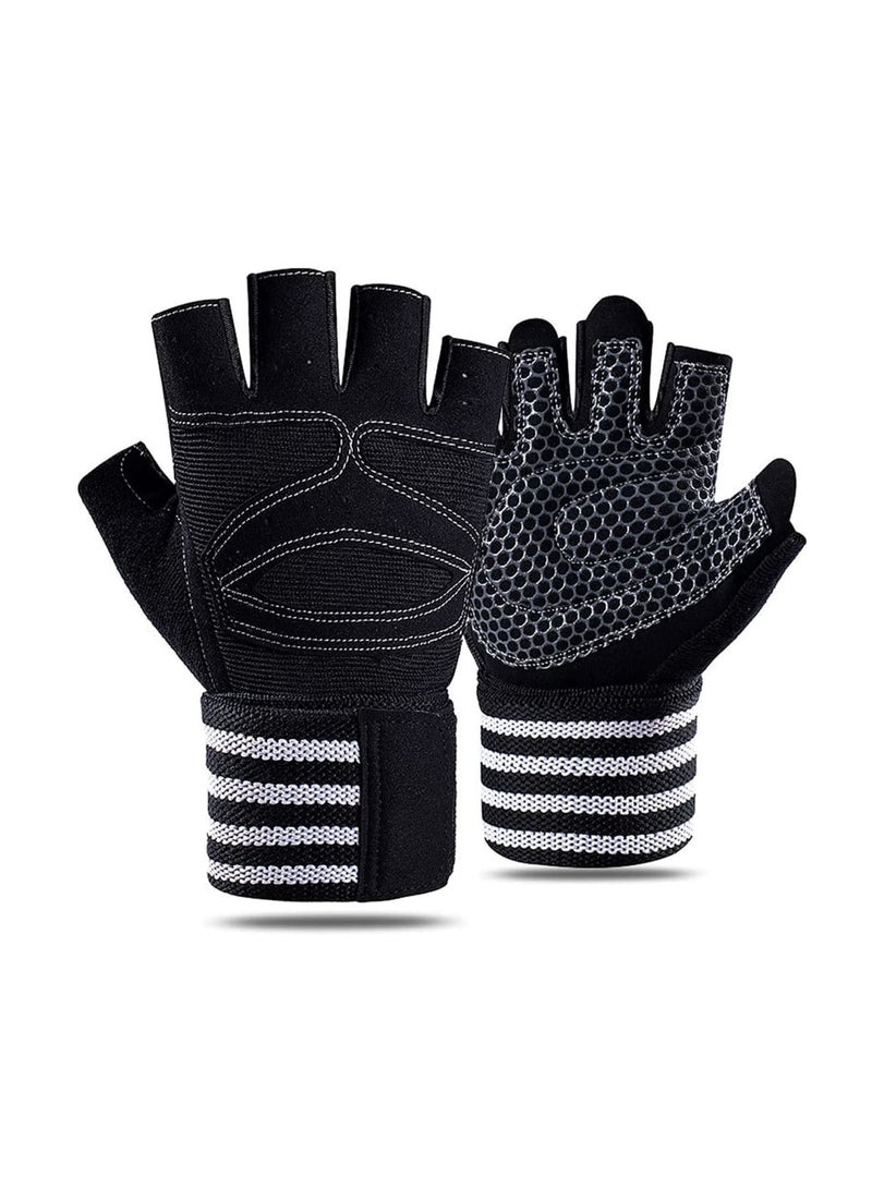 SYOSI Gym Gloves, Lightweight Breathable Workout Gloves with Wrist Wrap Support for Men & Women, No-Slip Silicone Padded Palm Protection, Training Gloves for Weightlifting, Fitness, Hanging, Pull Ups, L - Image 1