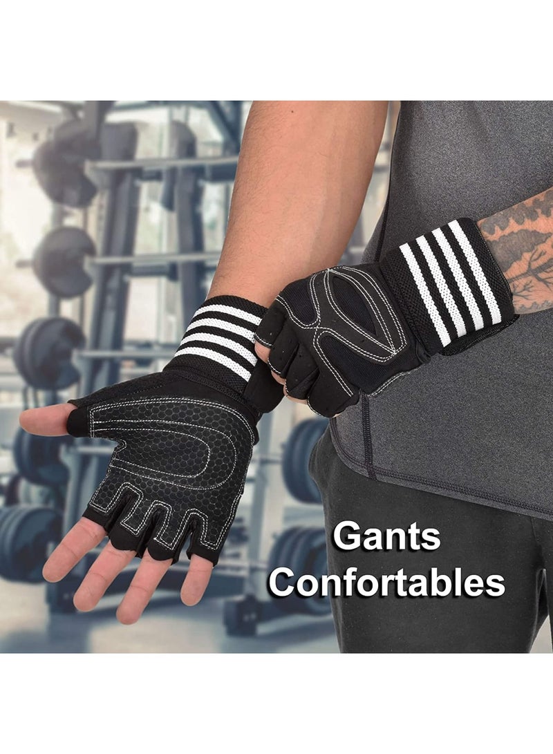 SYOSI Gym Gloves, Lightweight Breathable Workout Gloves with Wrist Wrap Support for Men & Women, No-Slip Silicone Padded Palm Protection, Training Gloves for Weightlifting, Fitness, Hanging, Pull Ups, L - Image 3