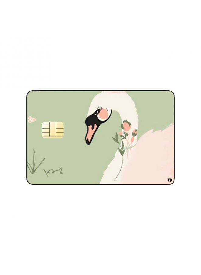 RKN PRINTED BANK CARD STICKER Beautiful Duck Drawing With Flowers - Image 1