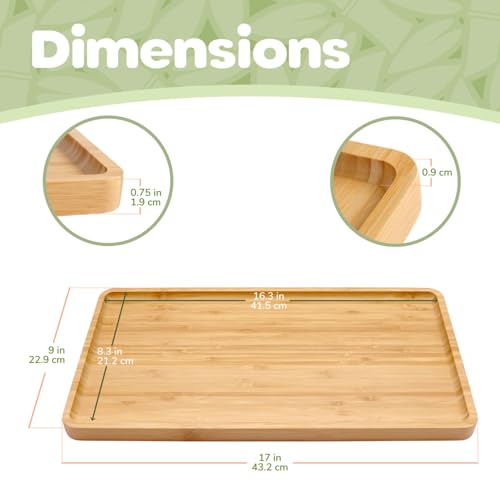 BambooMN Rectangular Bamboo Serving Tray - 17" x 9" - Vertical Tray - Image 2