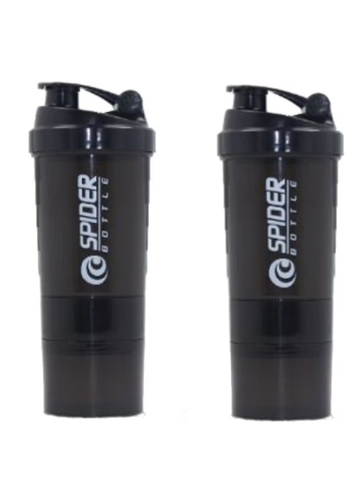 سبايدر زجاجة شيكر بروتين مخصصة للياقة البدنية على شكل عنكبوت باللون الأسود، عبوة من قطعتين