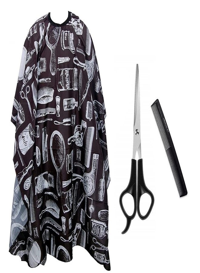 Utkarsh Combo Of Black Print Hair Cutting sheet,Hair 0711 Comb And Hair Cutting Scissor - Image 2
