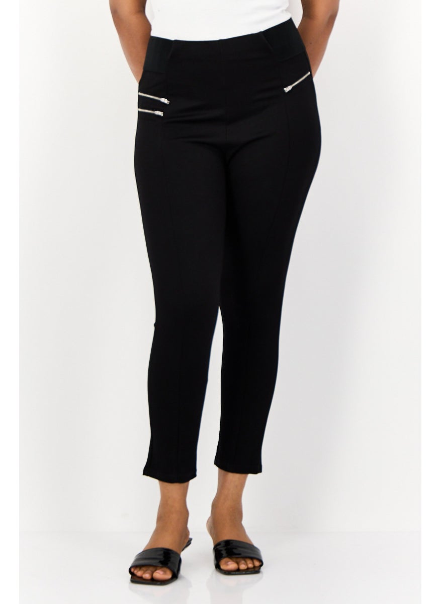 BRAVE SOUL Women Regular Fit Plain Pull On Leggings, Black  - Image 1