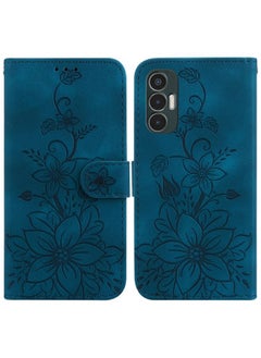 Case Cover For For Tecno Pova 3 / LE7 Lily Embossed Leather Phone Case(Dark Blue)