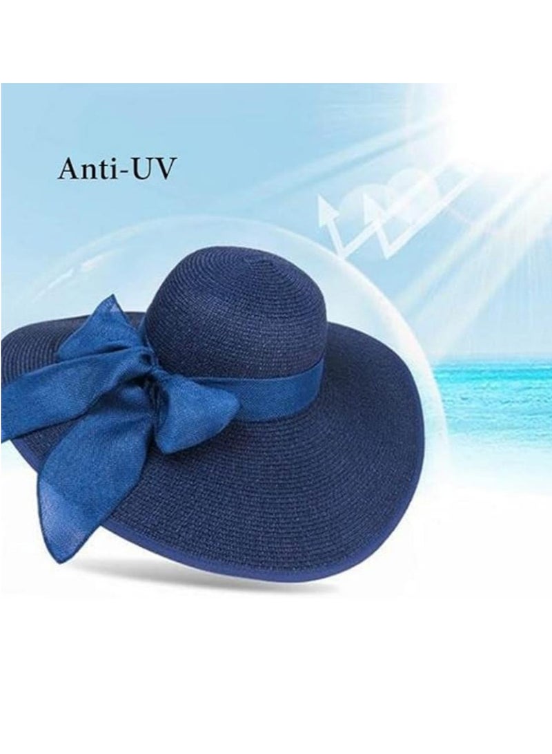 DUNISO Wide Brim Beach Hat For Women Big Bowknot Summer Straw Sun Hat Floppy Foldable Roll Up Hat Solid Hats Uv Protection Caps For Vacation, Travel - Image 4