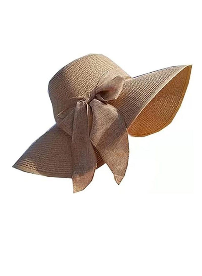 DUNISO Wide Brim Beach Hat For Women Big Bowknot Summer Straw Sun Hat Floppy Foldable Roll Up Hat Solid Hats Uv Protection Caps For Vacation, Travel - Image 3