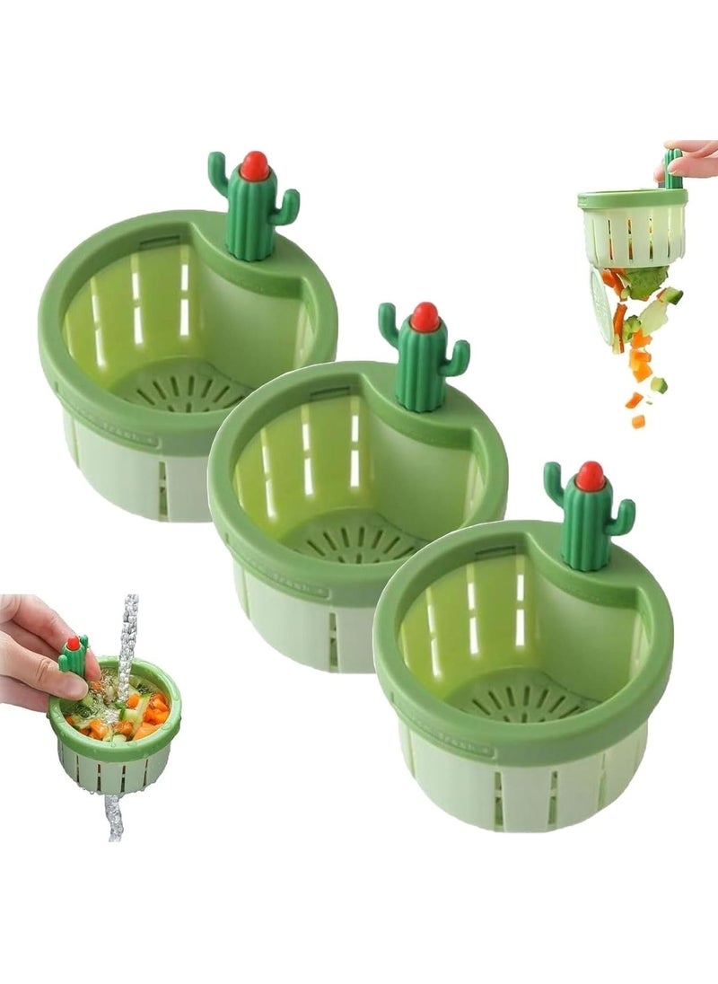 Oasisgalore Press Automatic Dumping Basket, Self-Cleaning Kitchen Sink Strainer (Green,3 PCS)  - Image 1
