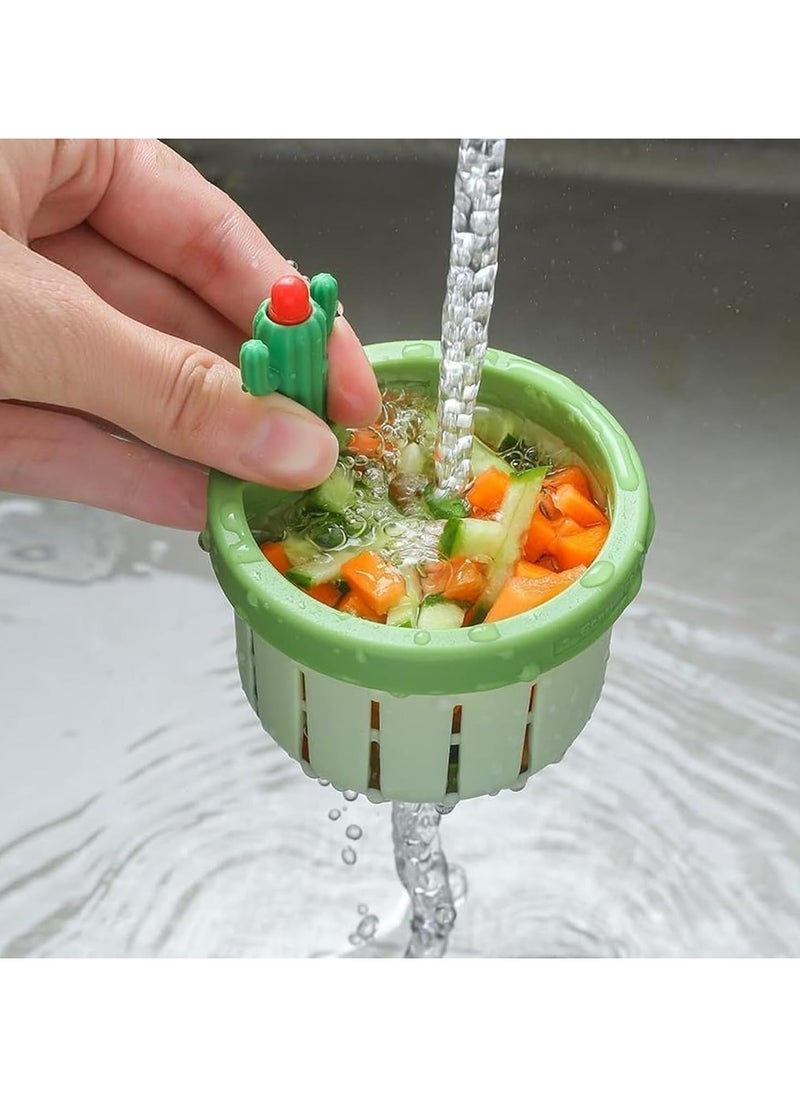 Oasisgalore Press Automatic Dumping Basket, Self-Cleaning Kitchen Sink Strainer (Green,3 PCS)  - Image 4