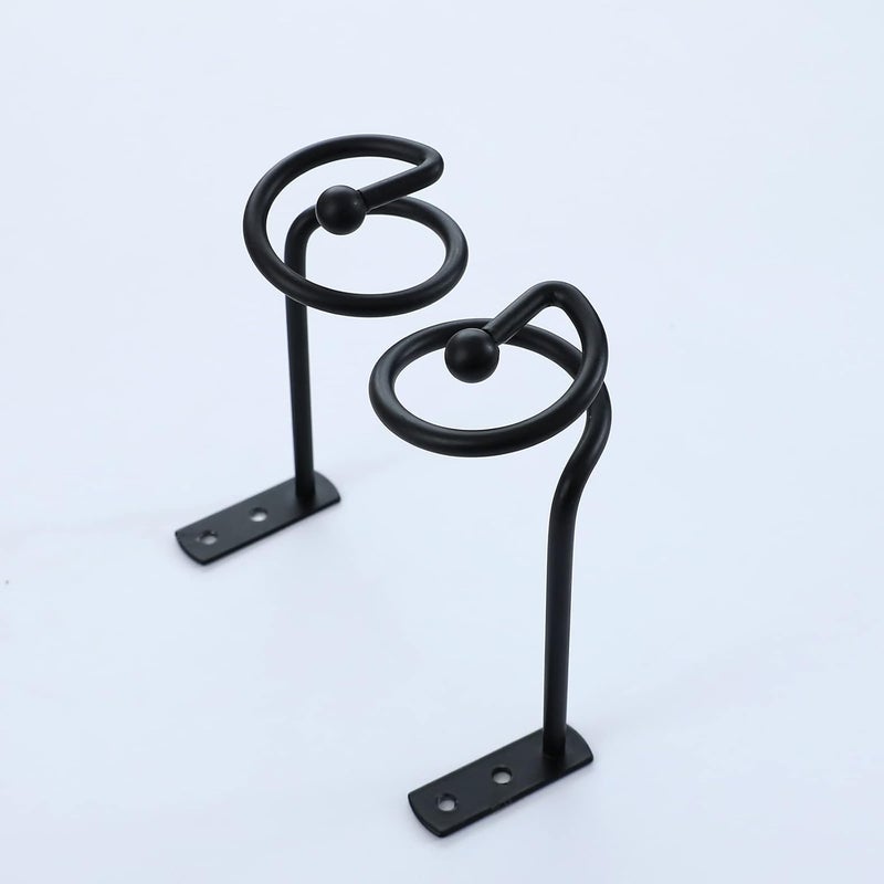 Elifel CHIMEI Black Curtain Holdbacks 2PCS, Small Out Door Curtain Wall Hook Drapes, Tiebacks Pull Back for Curtains, Decorative Curtain Hold Backs with Screws for Outdoor, Bedroom, Livingroom, Office - Image 4