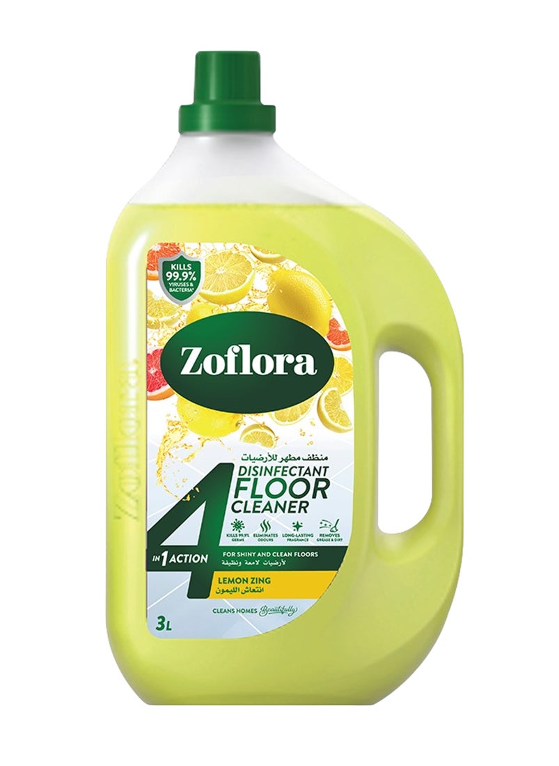 Zoflora 4 In 1 Disinfectant Floor Cleaner Lemon ZIng 3L  - Image 1