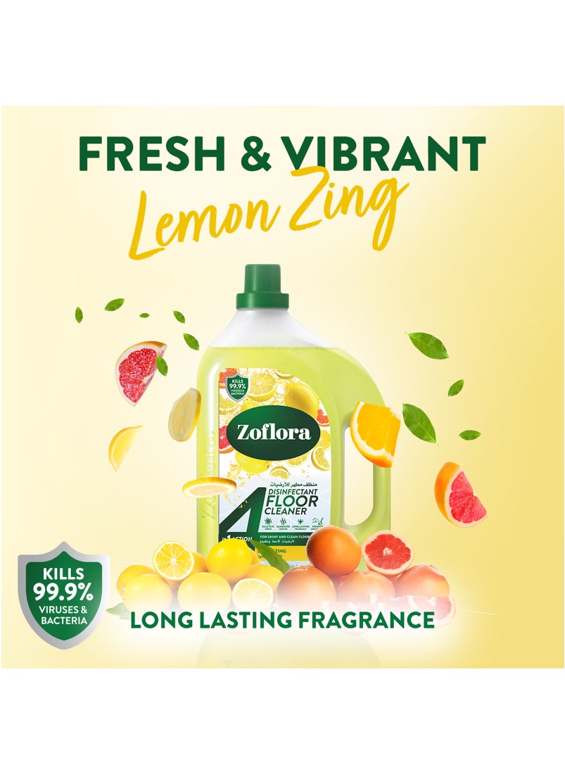 Zoflora - 4 In 1 Disinfectant Floor Cleaner Lemon ZIng 3L - Image 1