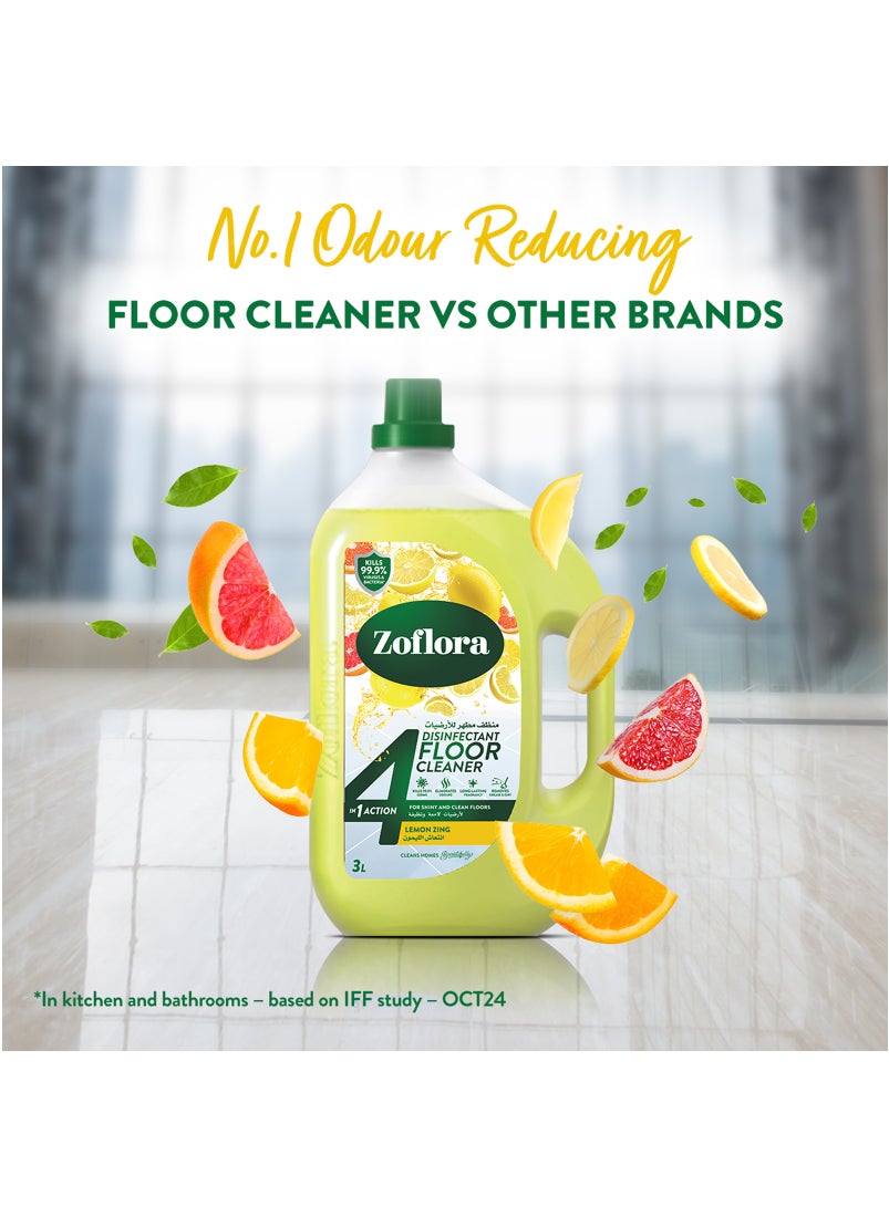 Zoflora - 4 In 1 Disinfectant Floor Cleaner Lemon ZIng 3L - Image 1