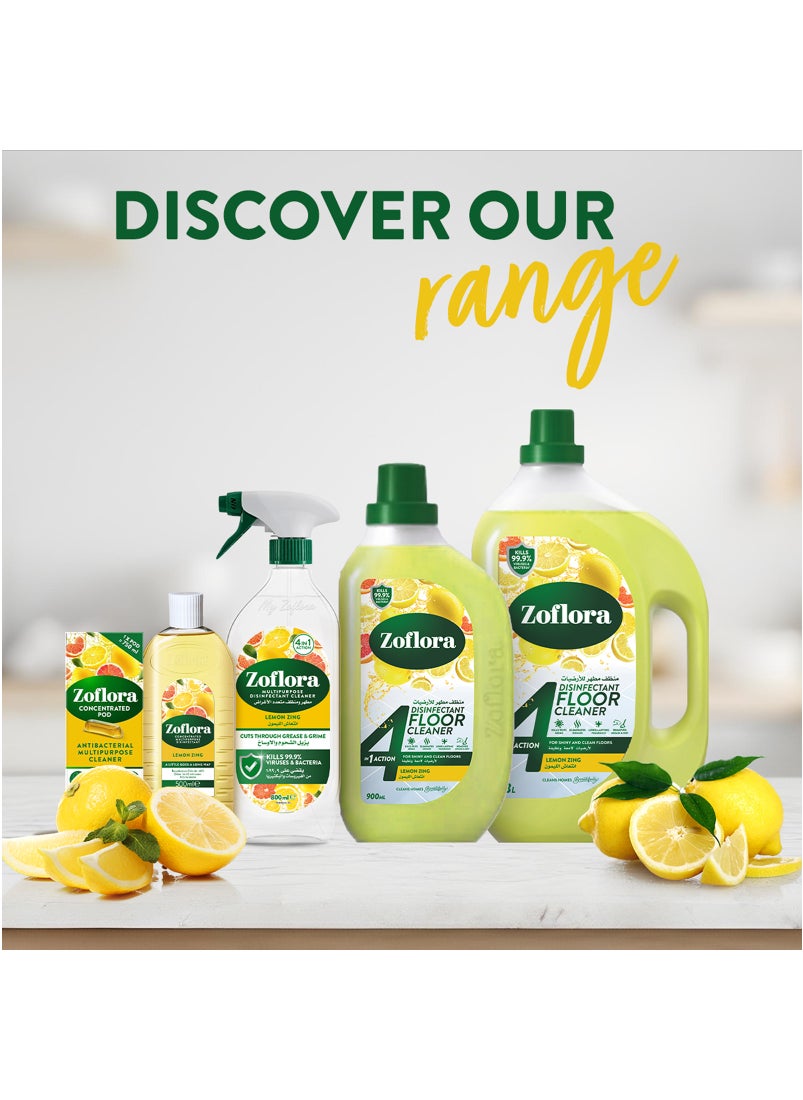 Zoflora - 4 In 1 Disinfectant Floor Cleaner Lemon ZIng 3L - Image 1
