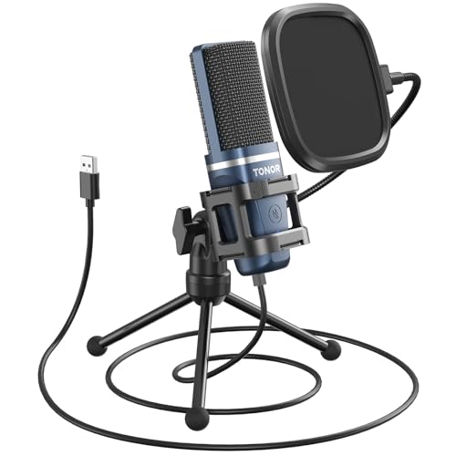 TONOR TC777 Podcast Microphone USB Computer Microphone Cardioid Condenser PC Mic with Tripod Stand and Pop Filter for Podcasting Streaming Vocal Recording Compatible with PC Laptop PS45 - Image 1