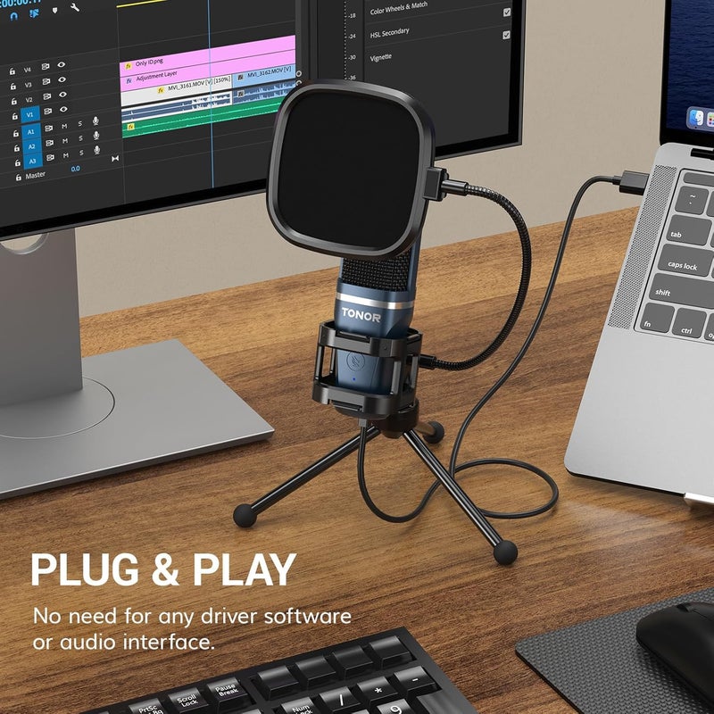 TONOR TC-777 USB Gaming Microphone Set with Pop Filter and Tripod Stand - Image 4