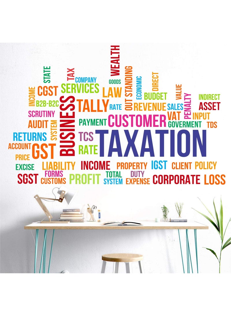 StickMe - StickMe Vinyl 'Business - Taxation - Office - Motivational - Inspirational - Word Cloud - Creative - Colorful - Wall Sticker' -SM809 (Multicolour - 130cm X 70 cm ), Alphabet, Self-Adhesive - Image 1