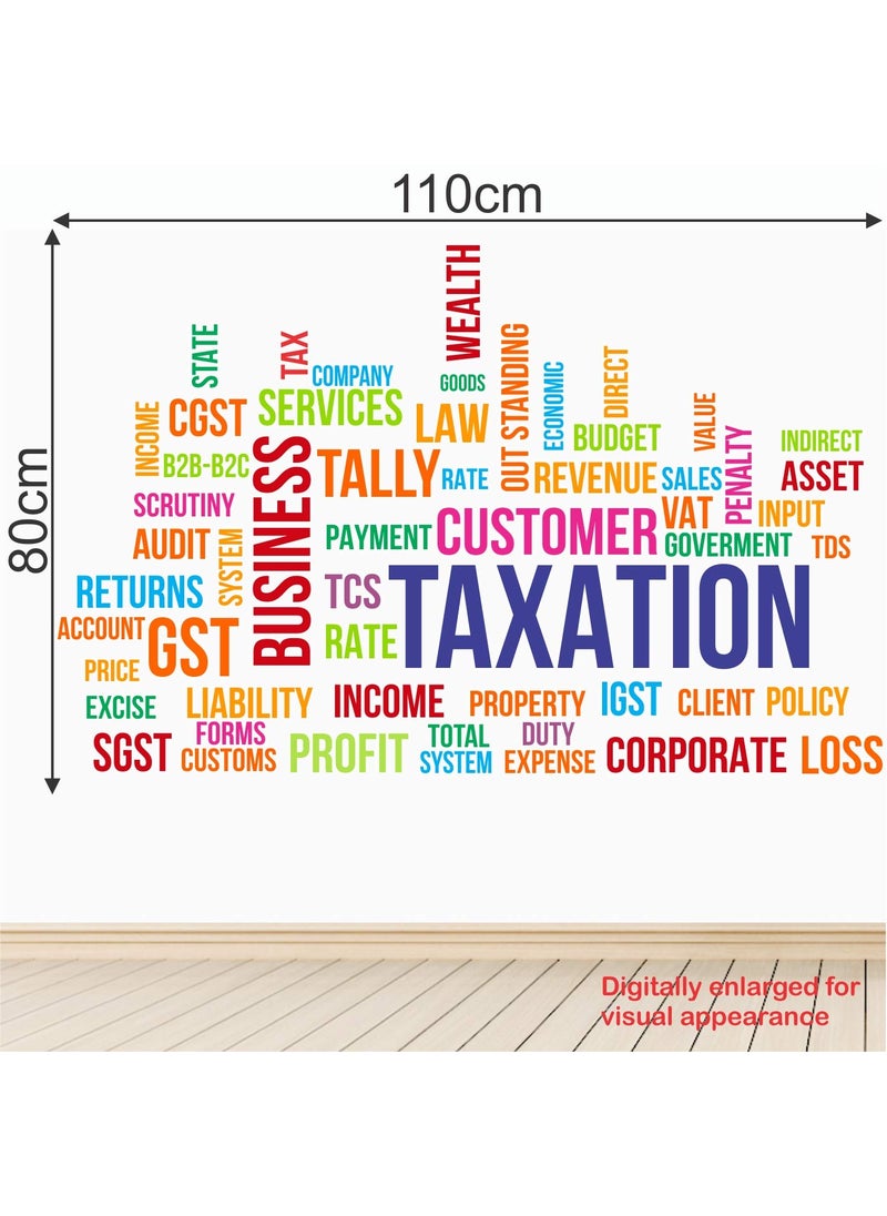 StickMe - StickMe Vinyl 'Business - Taxation - Office - Motivational - Inspirational - Word Cloud - Creative - Colorful - Wall Sticker' -SM809 (Multicolour - 130cm X 70 cm ), Alphabet, Self-Adhesive - Image 1