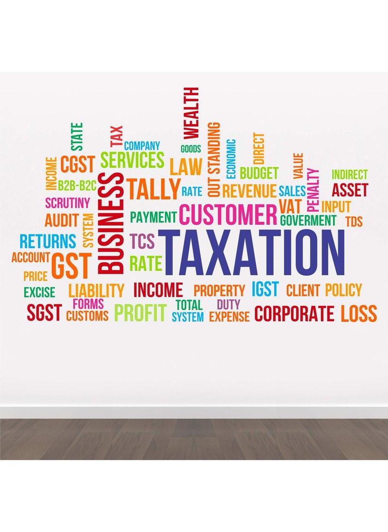 StickMe - StickMe Vinyl 'Business - Taxation - Office - Motivational - Inspirational - Word Cloud - Creative - Colorful - Wall Sticker' -SM809 (Multicolour - 130cm X 70 cm ), Alphabet, Self-Adhesive - Image 1