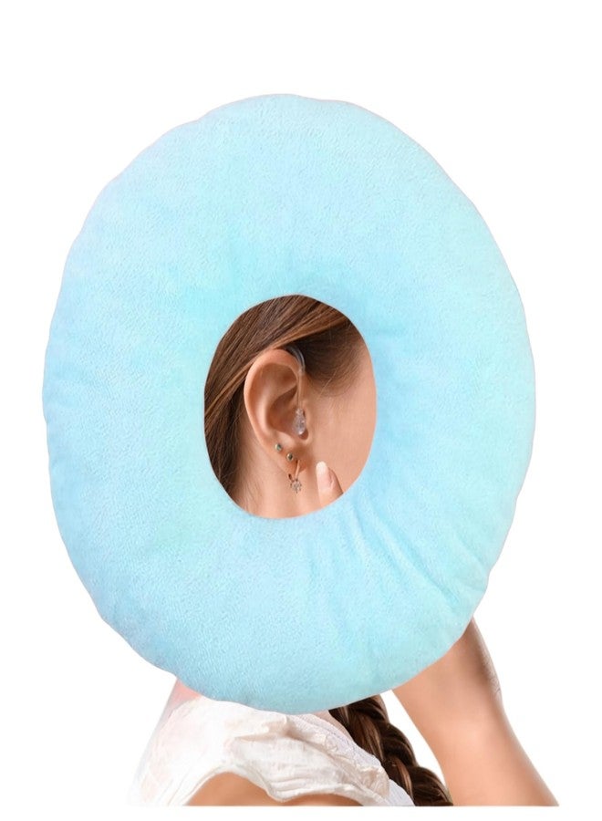 Sanseenia Donut Pillow, Ear Piercing Pillow for Side Sleepers, Face Down Pillow, Small Donut Pillow with Ear Hole, Ear Relief for Ear Pressure and Pain, Ideal for Headphones (Blue) - Image 1