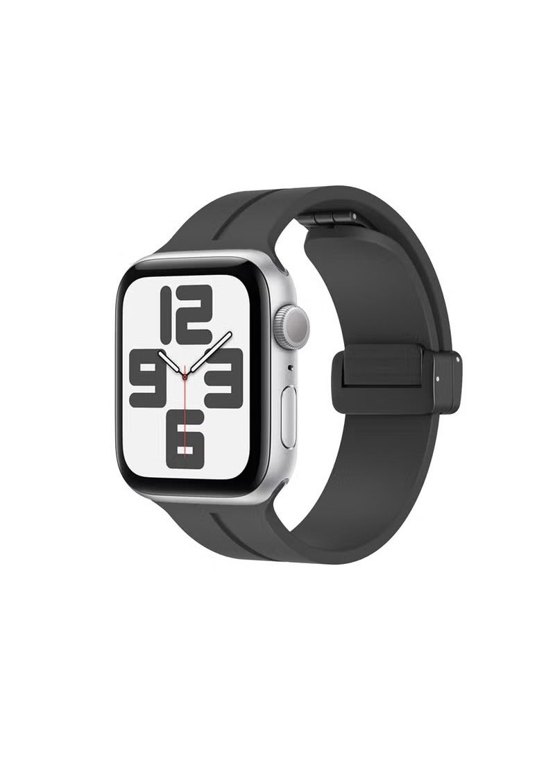 Soft Silicone Sport Watch Band with Magnetic Buckle Fits Apple Watch Ultra 2/Ultra Series 9/8/SE 2nd Gen/7/SE/6/5/4/3/2/1 Compatible with 42/44/45/49mm Case Sizes