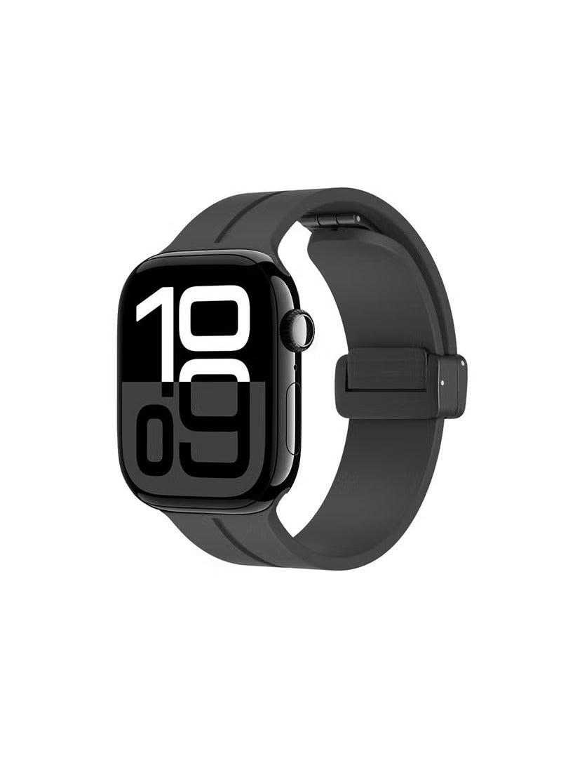 Soft Silicone Sport Watch Band with Magnetic Buckle Fits Apple Watch Ultra 2/Ultra Series 9/8/SE 2nd Gen/7/SE/6/5/4/3/2/1 Compatible with 42/44/45/49mm Case Sizes