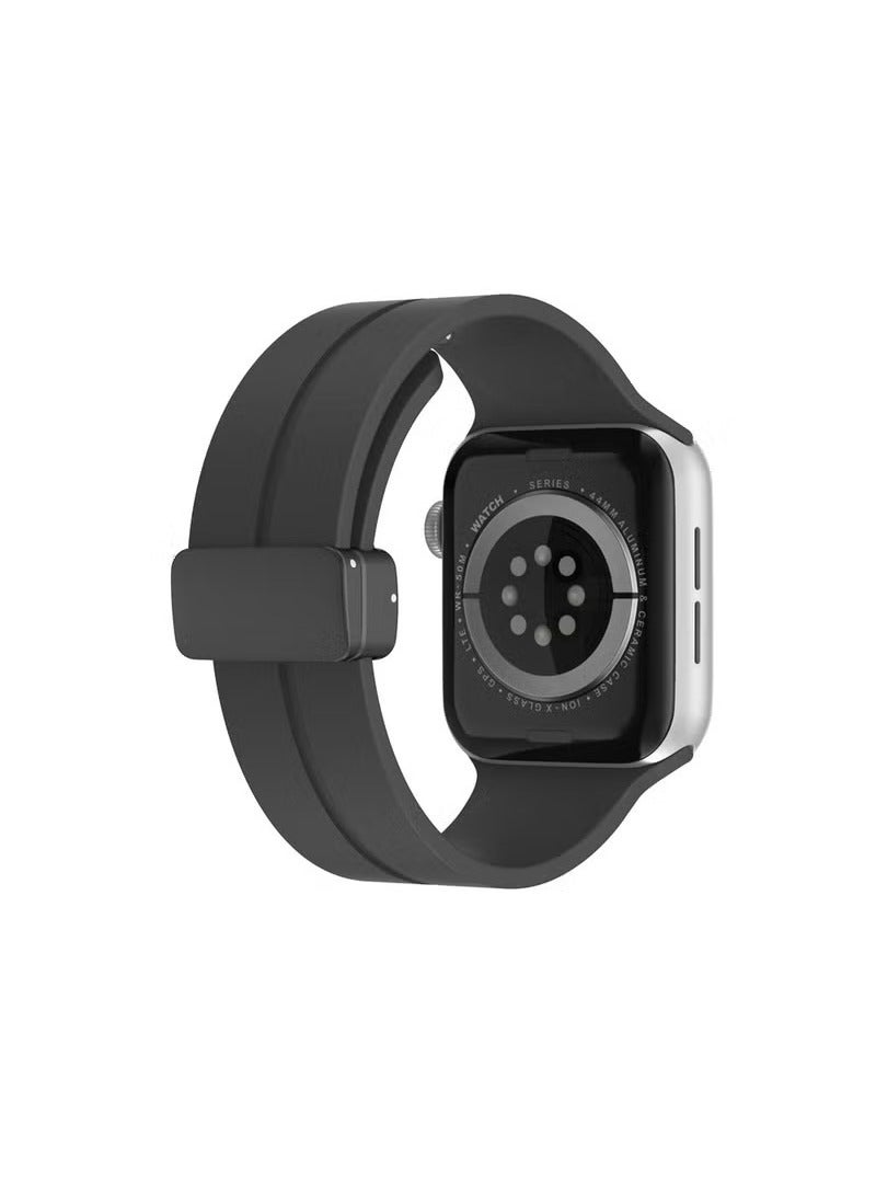 Soft Silicone Sport Watch Band with Magnetic Buckle Fits Apple Watch Ultra 2/Ultra Series 9/8/SE 2nd Gen/7/SE/6/5/4/3/2/1 Compatible with 42/44/45/49mm Case Sizes