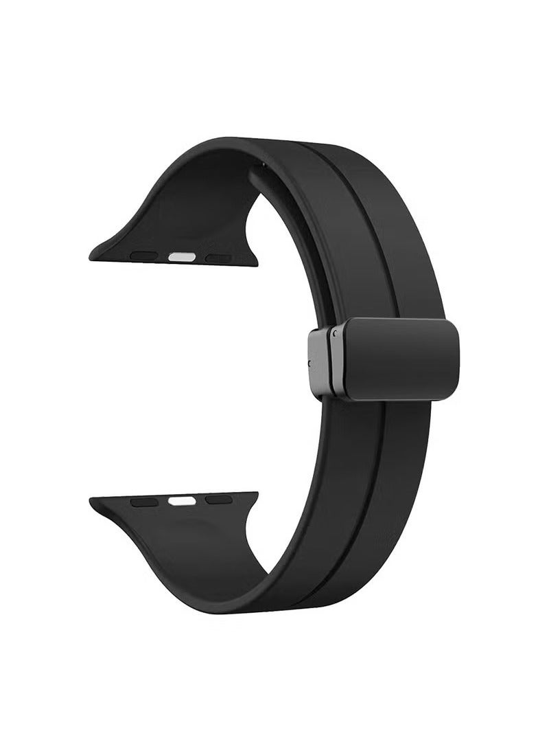 Soft Silicone Sport Watch Band with Magnetic Buckle Fits Apple Watch Ultra 2/Ultra Series 9/8/SE 2nd Gen/7/SE/6/5/4/3/2/1 Compatible with 42/44/45/49mm Case Sizes
