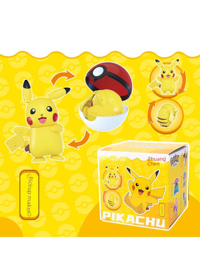 Generic - Authentic Pet Pokemon Pikachu Magic Beast Figurine Handheld Toy Transformation 1st Generation Version-Color:pokemon 1st Generation Deformed E-commerce Package Pikachu (lying Down) ZC8984 - Image 1
