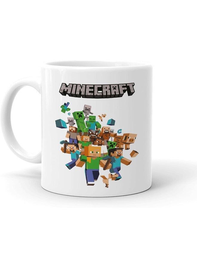 Spoil Your Wall Minecraft Logo Coffee Mug – Printed 11oz White Ceramic Cup for Gamers & Kids – Fun Gift for Minecraft Fans - Image 1