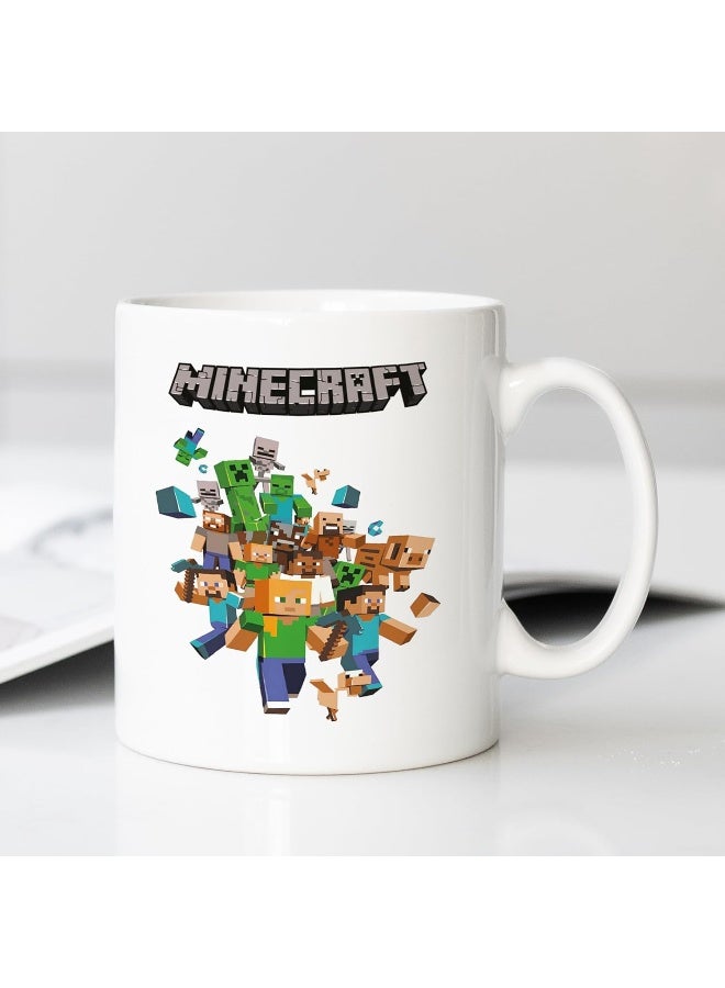 Spoil Your Wall Minecraft Logo Coffee Mug – Printed 11oz White Ceramic Cup for Gamers & Kids – Fun Gift for Minecraft Fans - Image 2